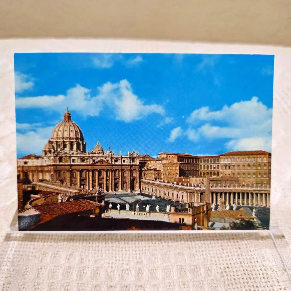 Vintage St Peter's Basilica Vatican City Piazza San Pietro Church Postcard Unp